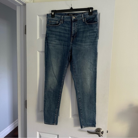 Size 14 Black Label Ralph Lauren Dark Wash Skinny Jeans - Picture 1 of 4